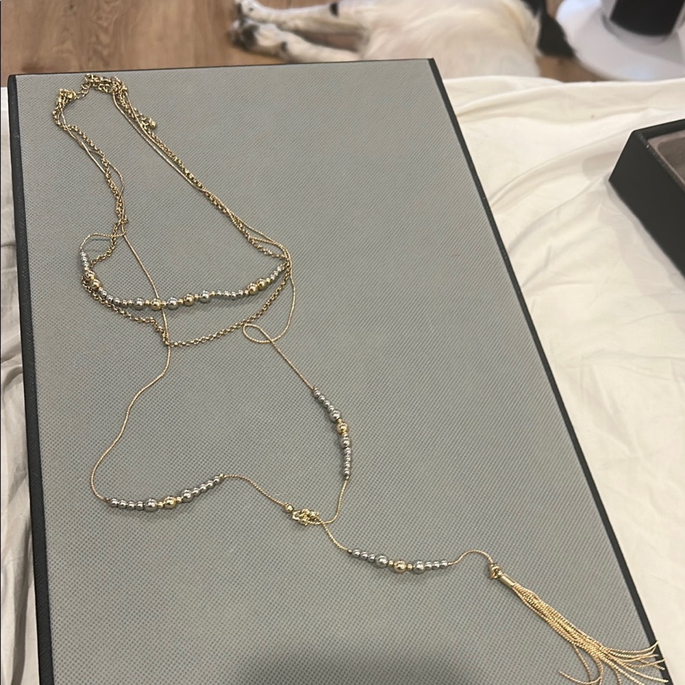 Gold and Silver Minimalist Necklace with Textured Elements